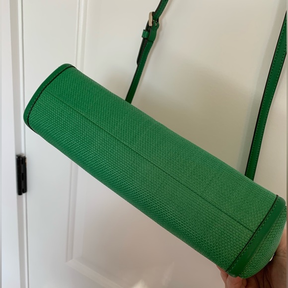 Kate Spade *Alexia* green straw convertible clutch crossbody bag purse KA784 - Picture 5 of 6